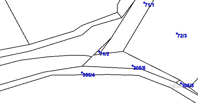 Parcela st. 71/2 v KÚ Datelov, Katastrální mapa