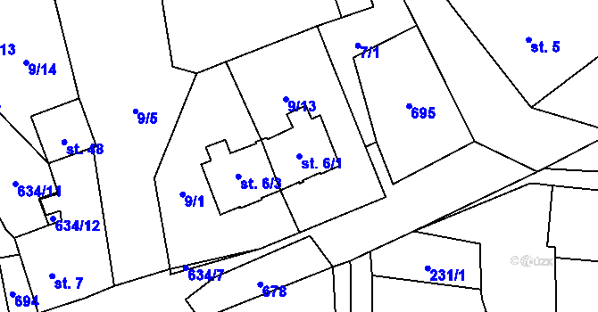 Parcela st. 6/1 v KÚ Děpoltice, Katastrální mapa