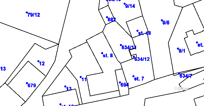 Parcela st. 8 v KÚ Děpoltice, Katastrální mapa
