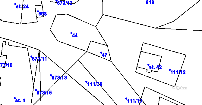 Parcela st. 47 v KÚ Divišovice u Děpoltic, Katastrální mapa