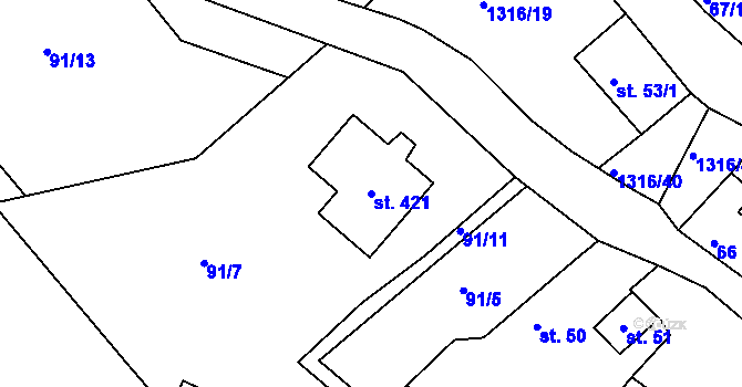 Parcela st. 421 v KÚ Děpoltovice, Katastrální mapa