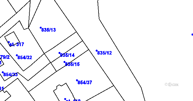 Parcela st. 835/12 v KÚ Děpoltovice, Katastrální mapa