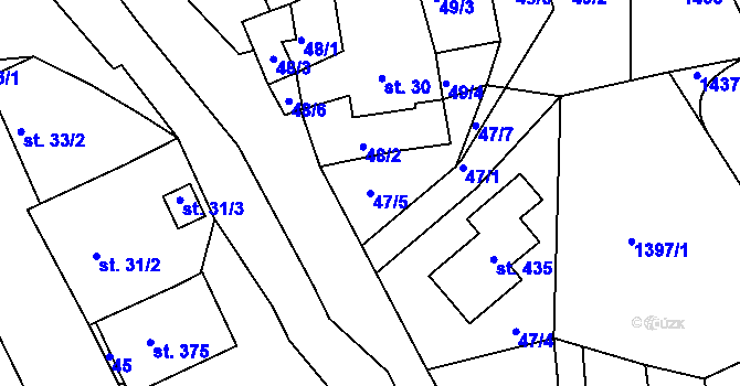 Parcela st. 47/5 v KÚ Děpoltovice, Katastrální mapa