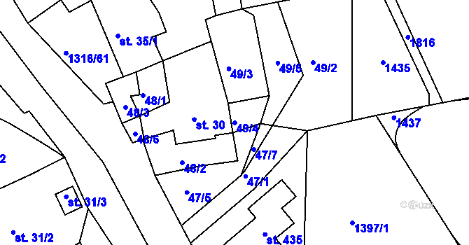 Parcela st. 49/4 v KÚ Děpoltovice, Katastrální mapa