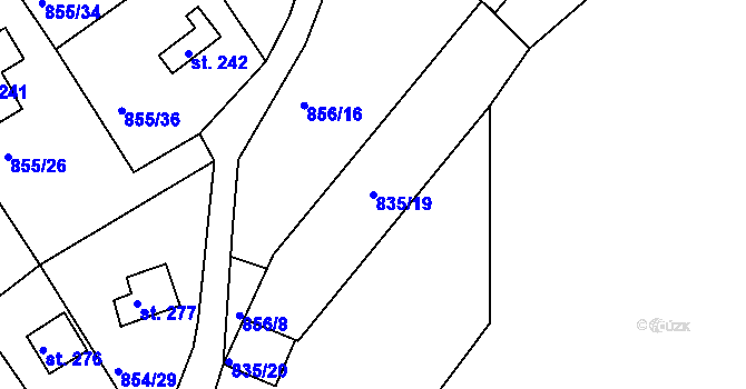 Parcela st. 835/19 v KÚ Děpoltovice, Katastrální mapa