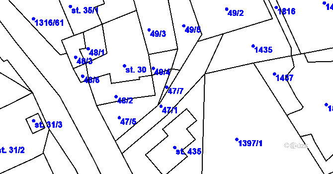 Parcela st. 47/7 v KÚ Děpoltovice, Katastrální mapa