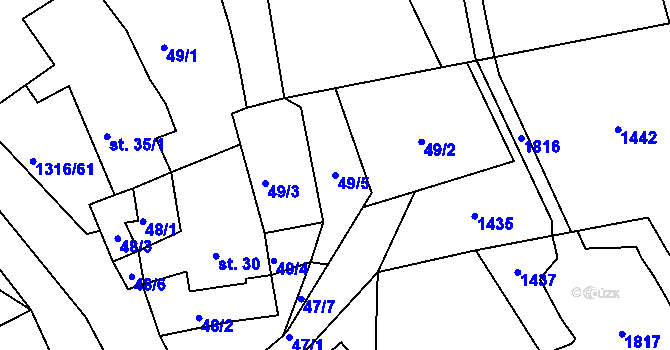 Parcela st. 49/5 v KÚ Děpoltovice, Katastrální mapa