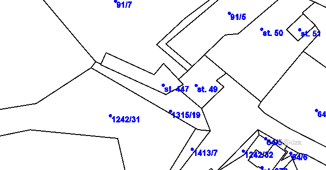 Parcela st. 447 v KÚ Děpoltovice, Katastrální mapa