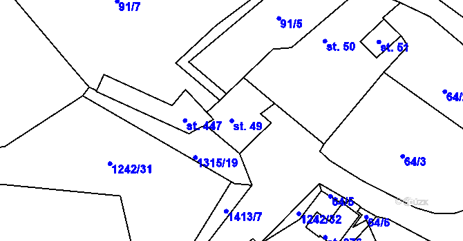 Parcela st. 49 v KÚ Děpoltovice, Katastrální mapa