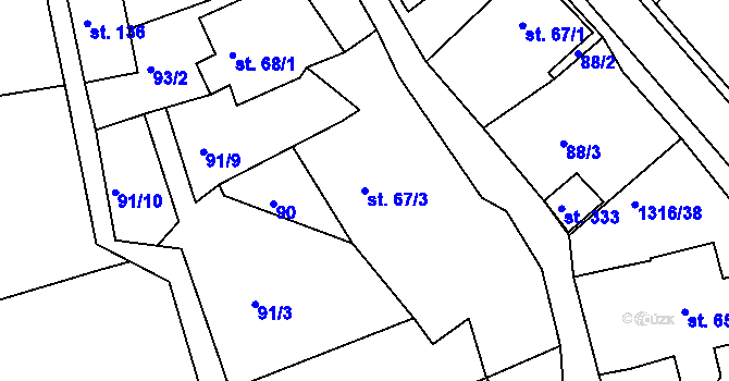 Parcela st. 67/3 v KÚ Děpoltovice, Katastrální mapa