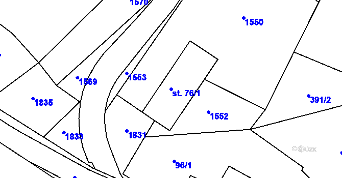 Parcela st. 76/1 v KÚ Děpoltovice, Katastrální mapa