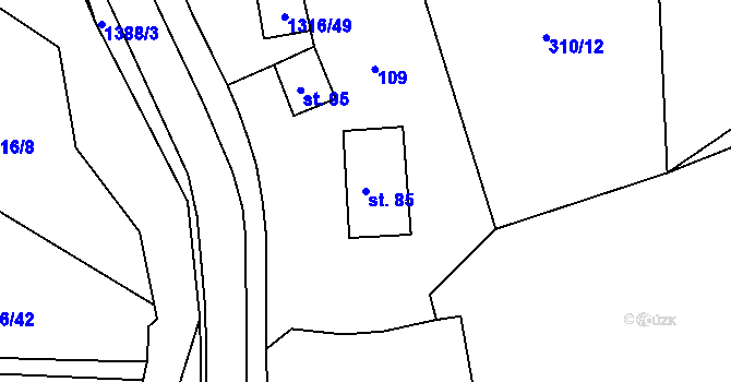 Parcela st. 85 v KÚ Děpoltovice, Katastrální mapa