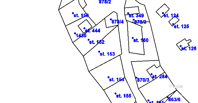 Parcela st. 153 v KÚ Děpoltovice, Katastrální mapa
