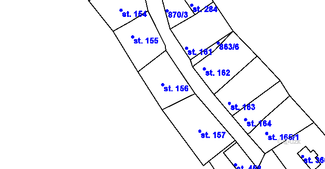 Parcela st. 156 v KÚ Děpoltovice, Katastrální mapa