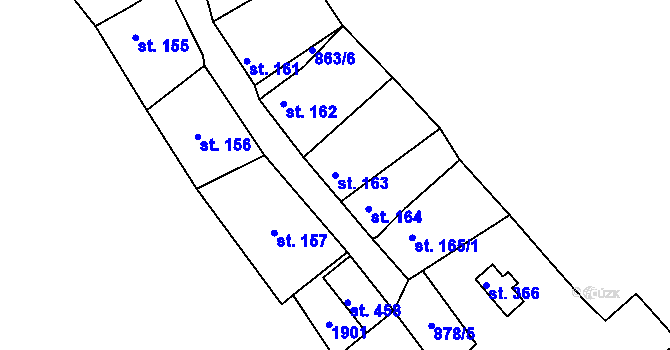 Parcela st. 163 v KÚ Děpoltovice, Katastrální mapa