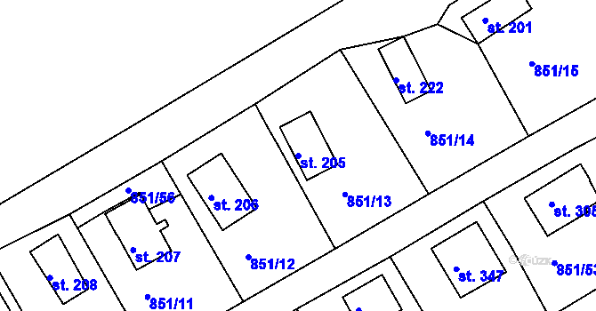 Parcela st. 205 v KÚ Děpoltovice, Katastrální mapa