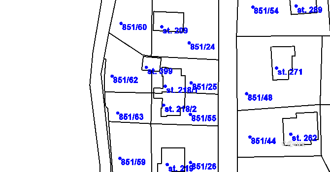 Parcela st. 218/1 v KÚ Děpoltovice, Katastrální mapa