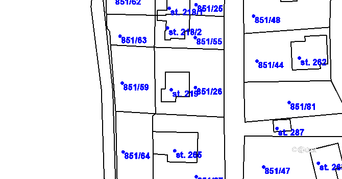 Parcela st. 219 v KÚ Děpoltovice, Katastrální mapa