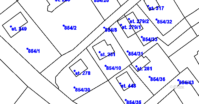 Parcela st. 251 v KÚ Děpoltovice, Katastrální mapa