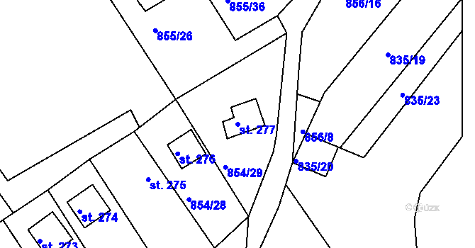 Parcela st. 277 v KÚ Děpoltovice, Katastrální mapa