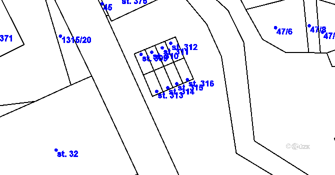 Parcela st. 314 v KÚ Děpoltovice, Katastrální mapa