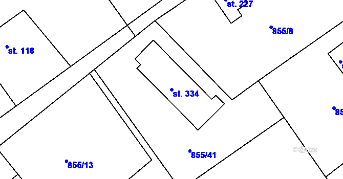 Parcela st. 334 v KÚ Děpoltovice, Katastrální mapa