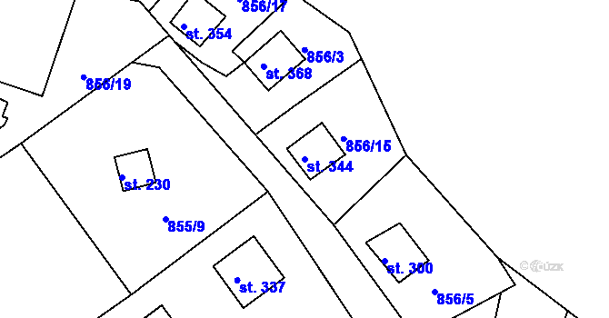 Parcela st. 344 v KÚ Děpoltovice, Katastrální mapa