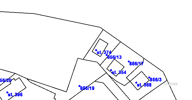 Parcela st. 374 v KÚ Děpoltovice, Katastrální mapa