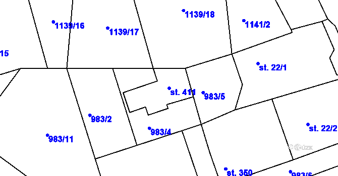 Parcela st. 411 v KÚ Děpoltovice, Katastrální mapa