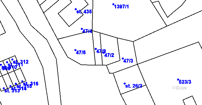 Parcela st. 47/2 v KÚ Děpoltovice, Katastrální mapa