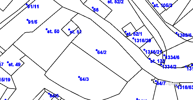 Parcela st. 64/2 v KÚ Děpoltovice, Katastrální mapa