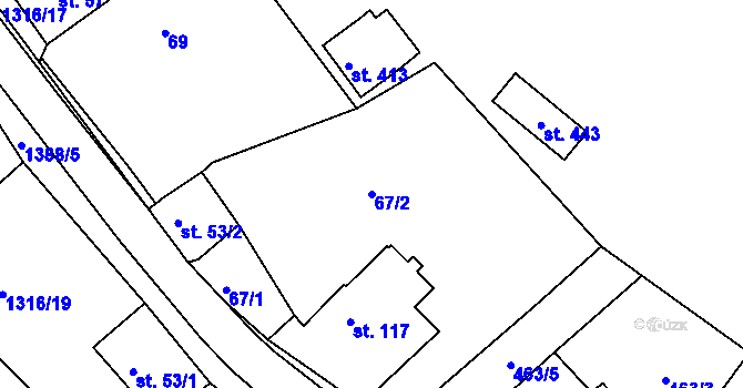 Parcela st. 67/2 v KÚ Děpoltovice, Katastrální mapa