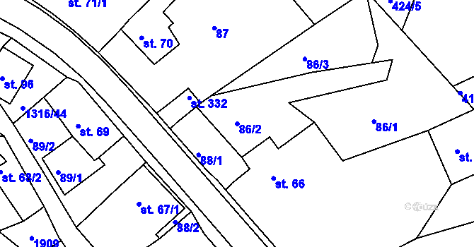Parcela st. 86/2 v KÚ Děpoltovice, Katastrální mapa