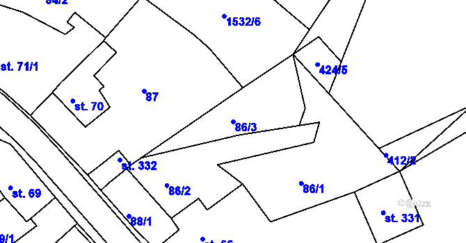 Parcela st. 86/3 v KÚ Děpoltovice, Katastrální mapa