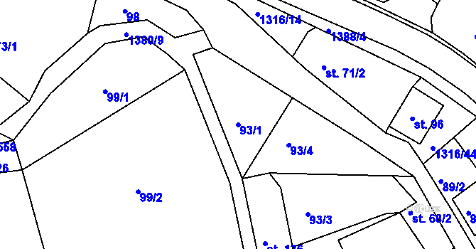 Parcela st. 93/1 v KÚ Děpoltovice, Katastrální mapa