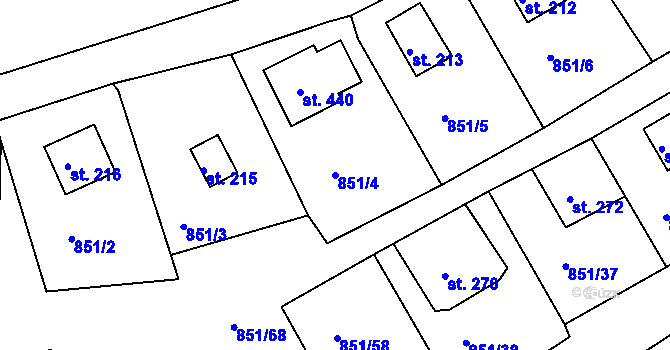 Parcela st. 851/4 v KÚ Děpoltovice, Katastrální mapa