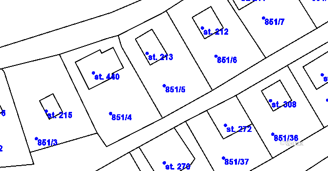 Parcela st. 851/5 v KÚ Děpoltovice, Katastrální mapa