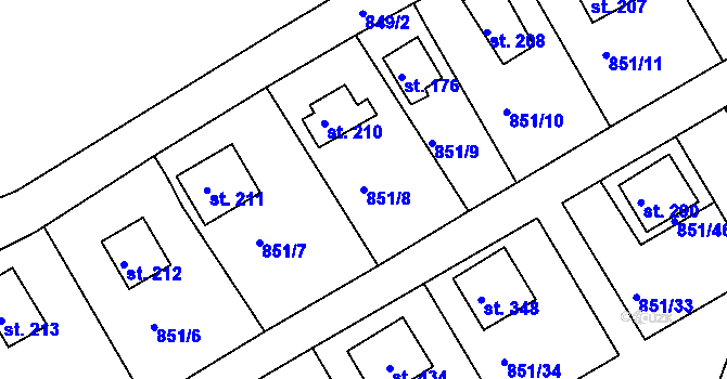 Parcela st. 851/8 v KÚ Děpoltovice, Katastrální mapa