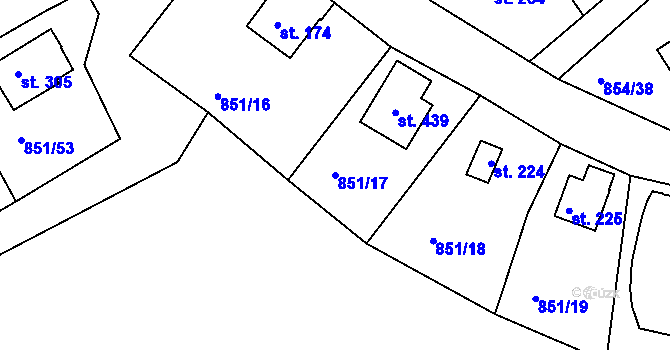 Parcela st. 851/17 v KÚ Děpoltovice, Katastrální mapa