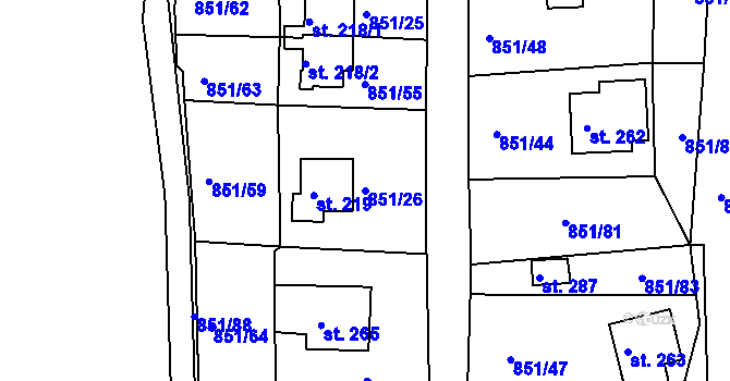 Parcela st. 851/26 v KÚ Děpoltovice, Katastrální mapa