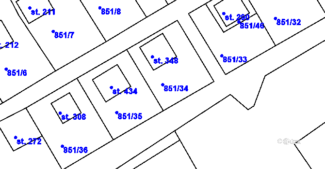 Parcela st. 851/34 v KÚ Děpoltovice, Katastrální mapa