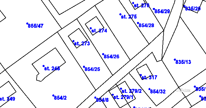 Parcela st. 854/26 v KÚ Děpoltovice, Katastrální mapa