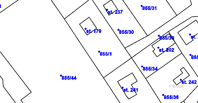 Parcela st. 855/1 v KÚ Děpoltovice, Katastrální mapa