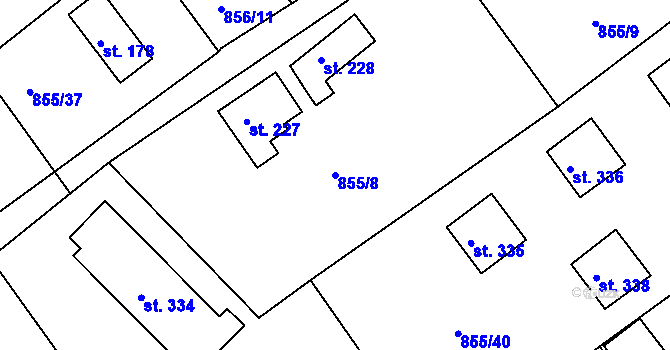 Parcela st. 855/8 v KÚ Děpoltovice, Katastrální mapa