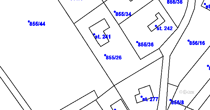 Parcela st. 855/26 v KÚ Děpoltovice, Katastrální mapa