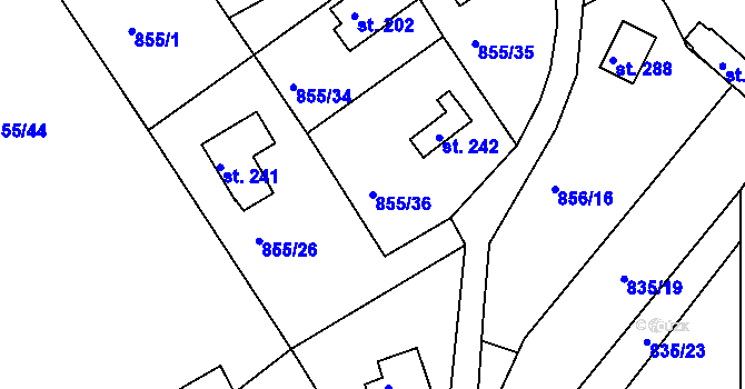 Parcela st. 855/36 v KÚ Děpoltovice, Katastrální mapa