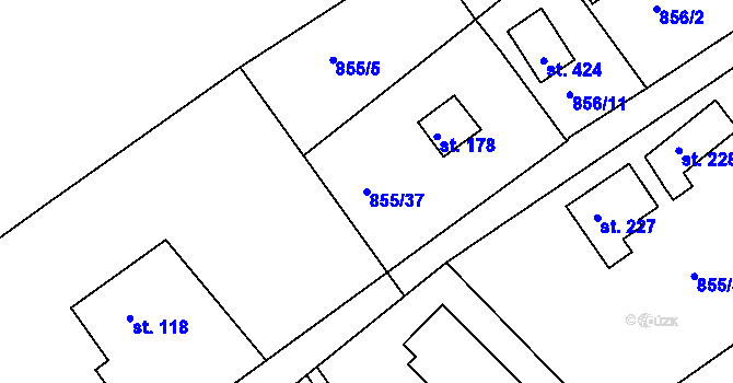 Parcela st. 855/37 v KÚ Děpoltovice, Katastrální mapa