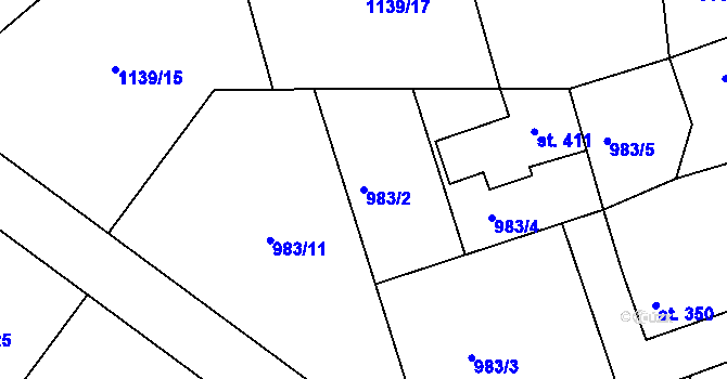 Parcela st. 983/2 v KÚ Děpoltovice, Katastrální mapa