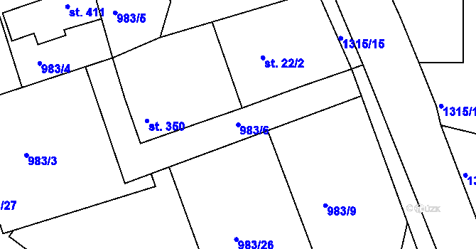 Parcela st. 983/6 v KÚ Děpoltovice, Katastrální mapa