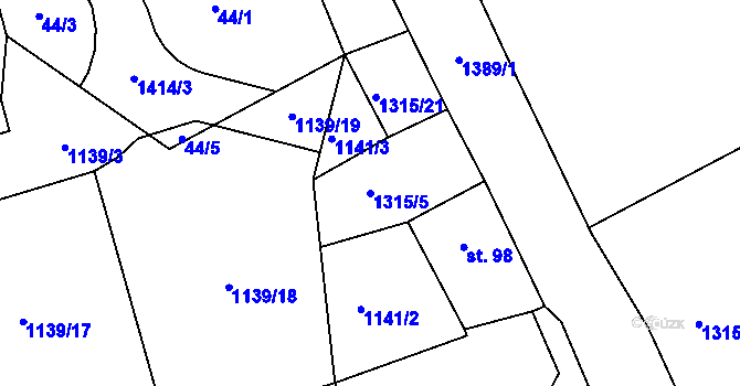 Parcela st. 1315/5 v KÚ Děpoltovice, Katastrální mapa